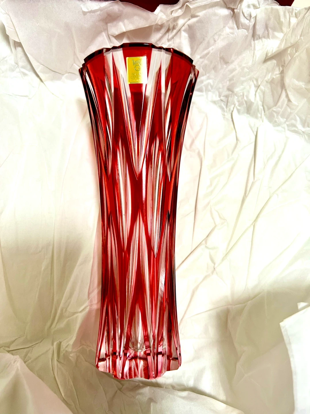 【新品未使用】カガミクリスタル サンクラール 一輪挿し 花瓶 F623-705CAU 金赤 箱付き
