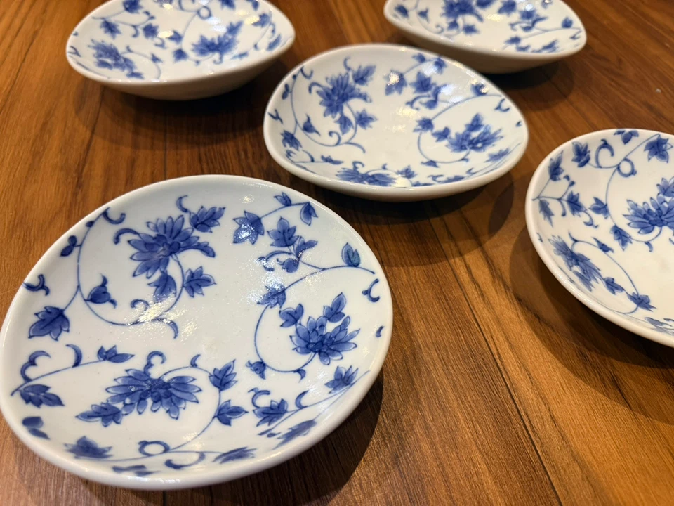 染付 小皿 5枚セット 花柄