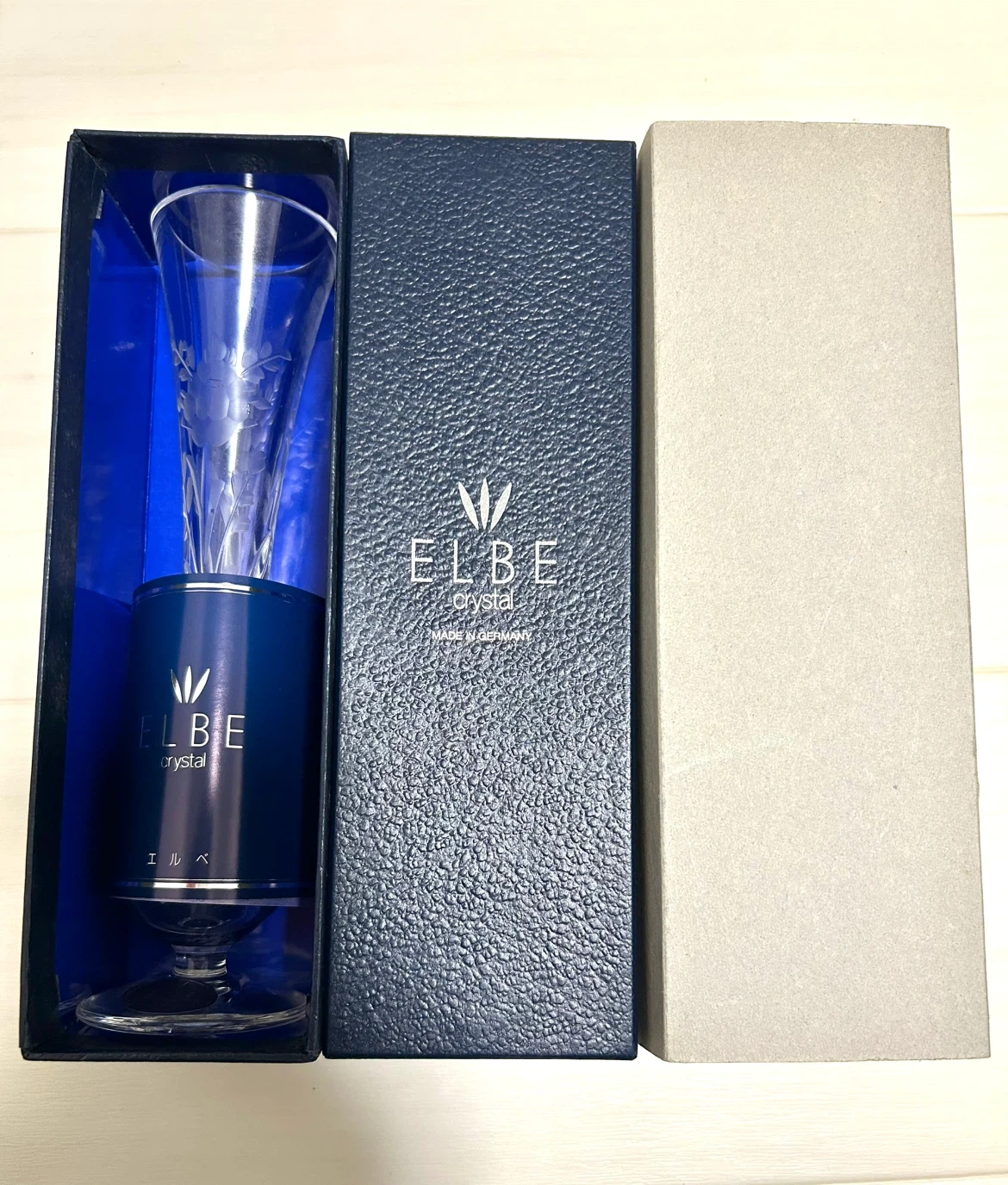 【未使用・フルセット】エルベクリスタル ドイツ製 高級花瓶 22cm 三越