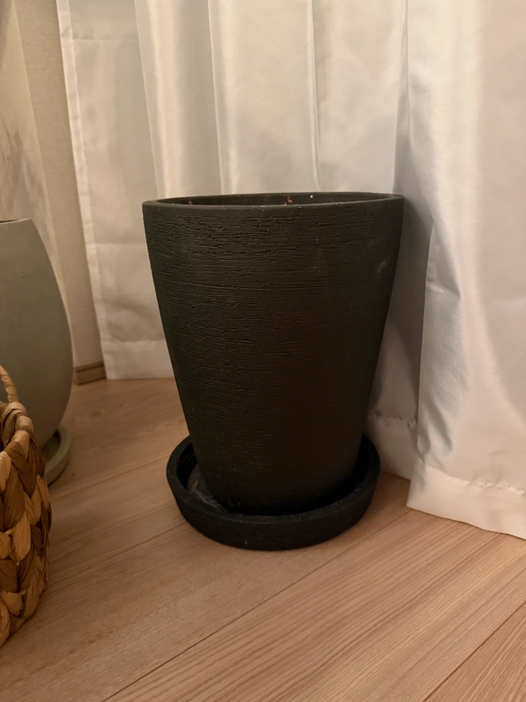 植木鉢 ブラック 受け皿付き
