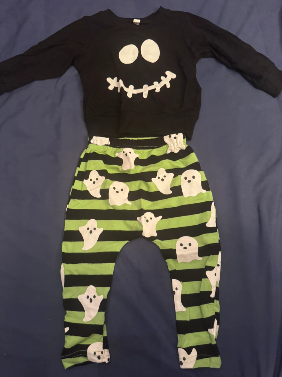 ハロウィン柄 長袖セットアップ 黒×緑