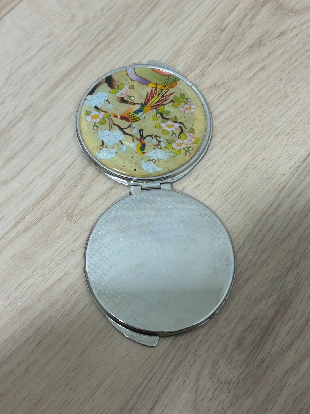 韓国伝統工芸 螺鈿細工 コンパクトミラー 両面鏡(拡大鏡付き)花鳥図の写真4枚目