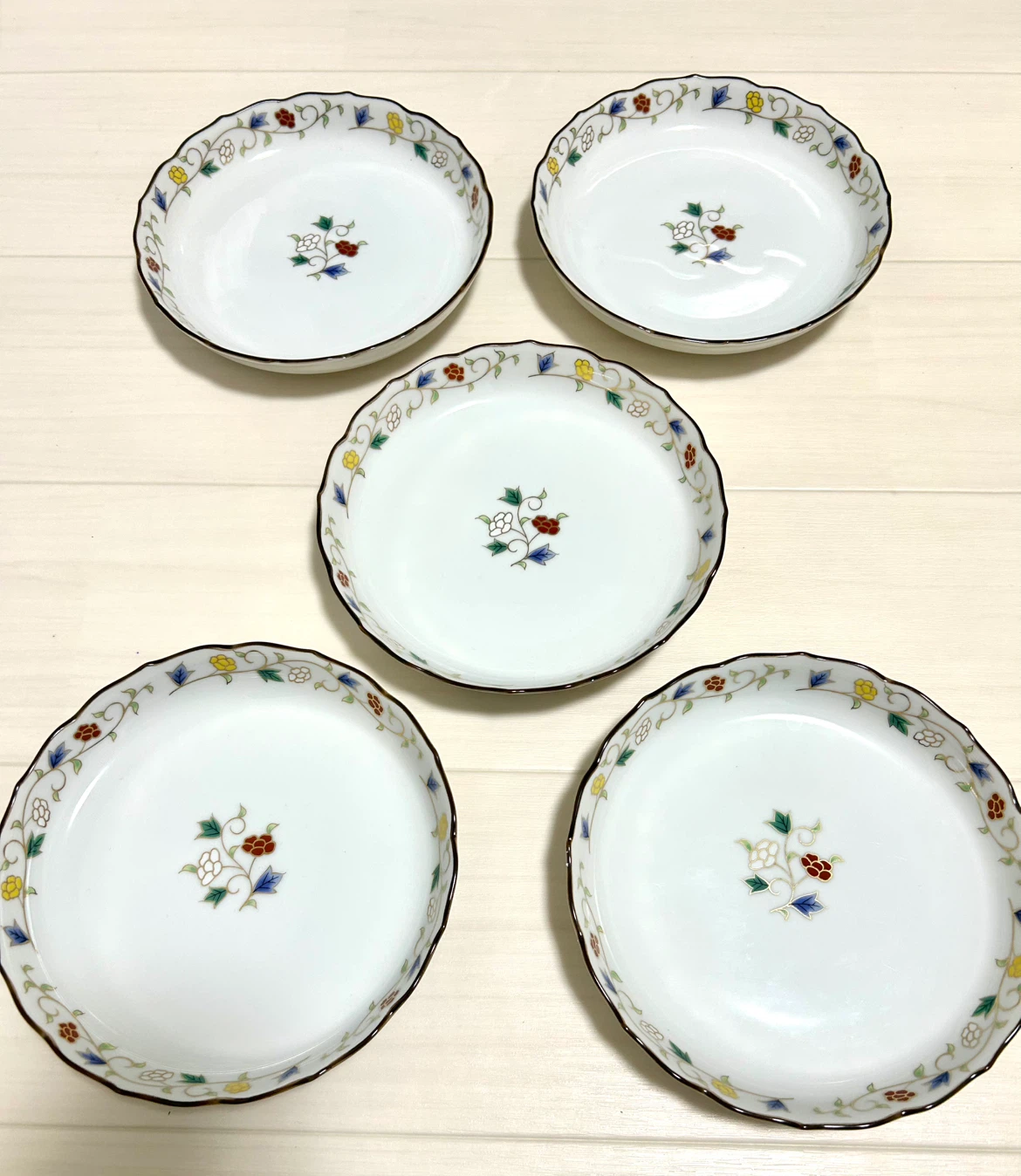 【定価約5千円】たち吉 花数寄 色絵中皿 5枚セット HANASUKI ブランド和食器 盛皿