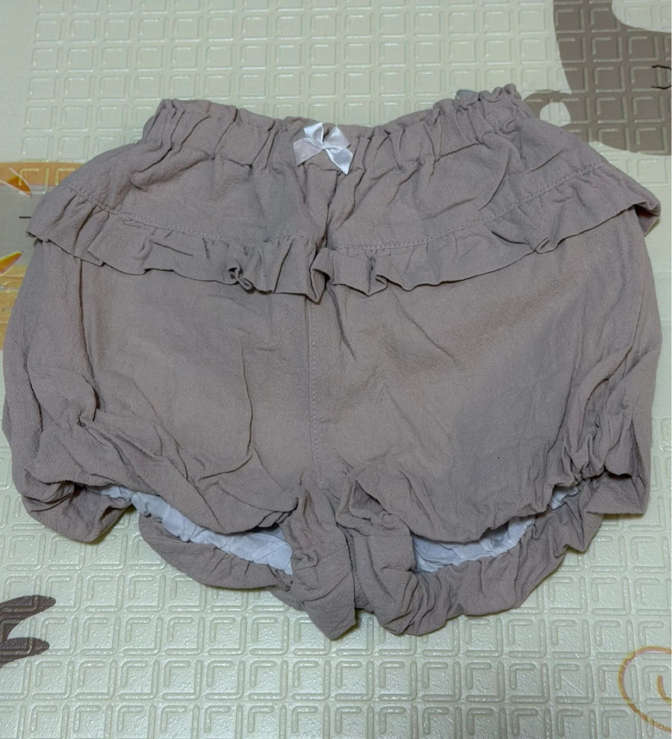 フリル付きかぼちゃパンツ ベージュ 80