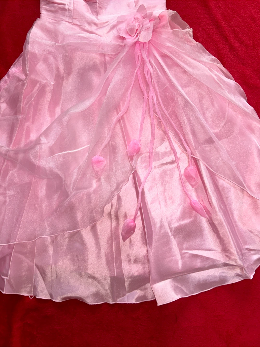 【美品/新品タグ付き】ピンク サテンレースドレス パーティー 発表会 結婚式の写真2枚目