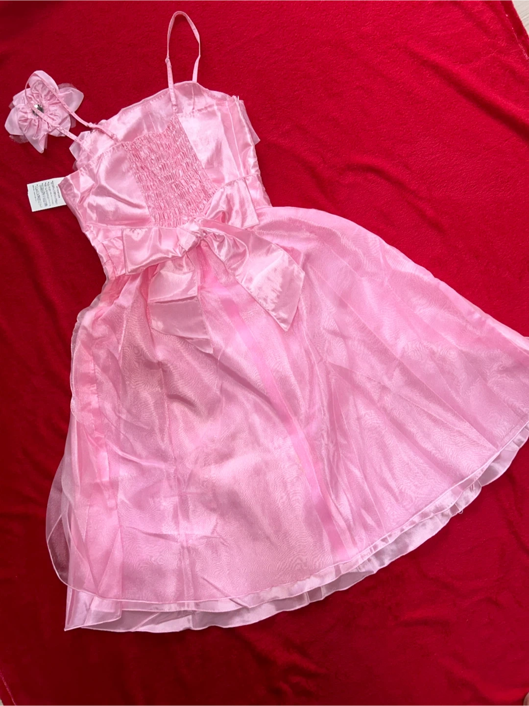 【美品/新品タグ付き】ピンク サテンレースドレス パーティー 発表会 結婚式の写真3枚目
