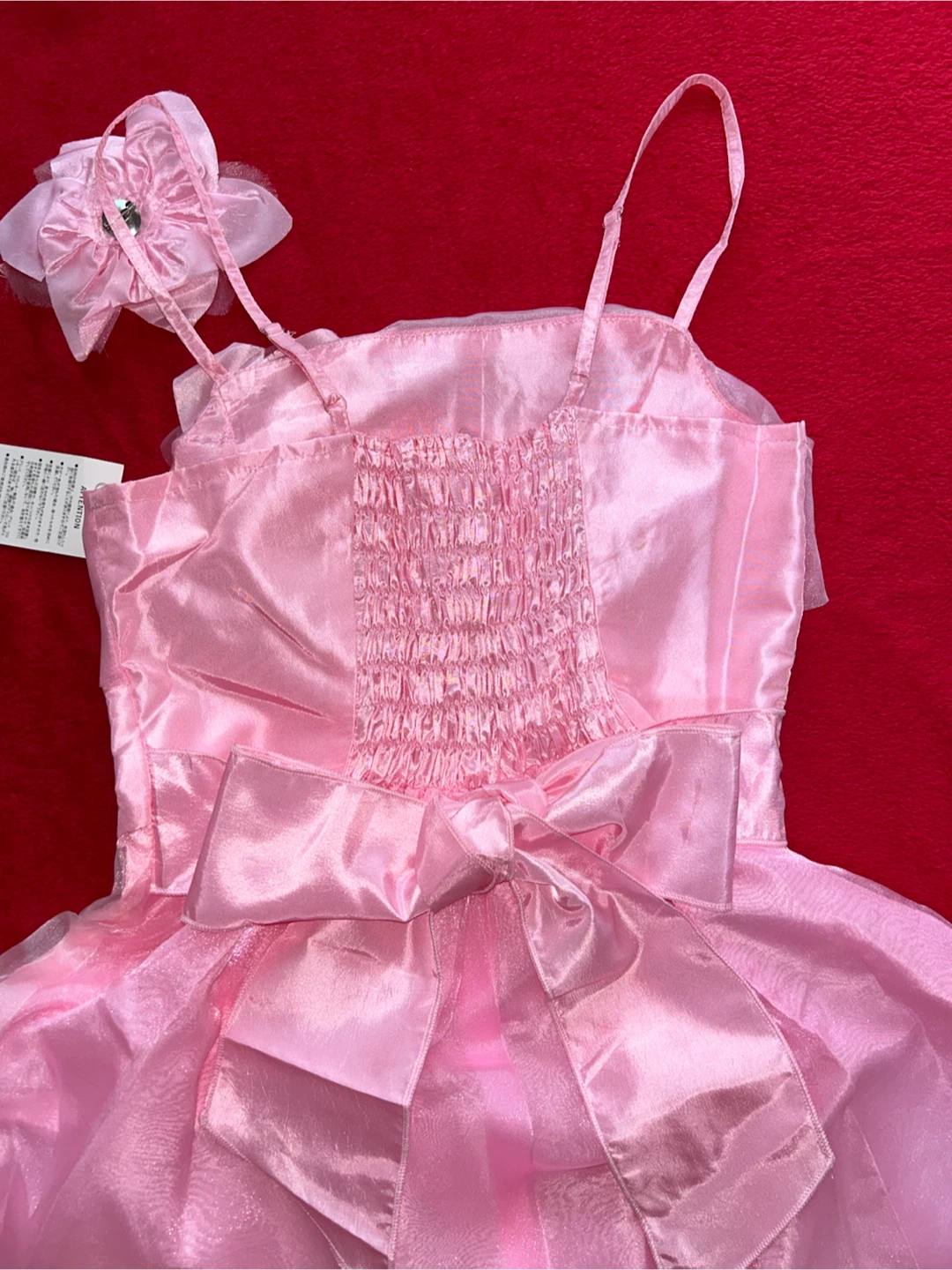 【美品/新品タグ付き】ピンク サテンレースドレス パーティー 発表会 結婚式の写真4枚目