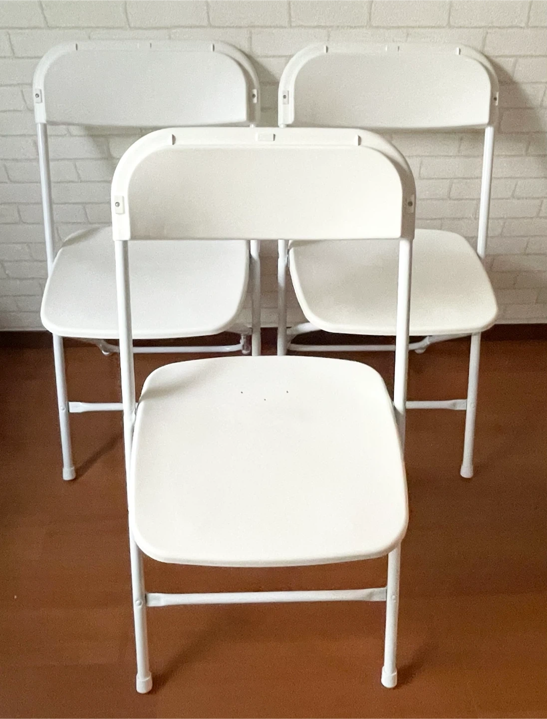 無印良品 スチールパイプ折りたたみチェア 樹脂座 白 3脚セット