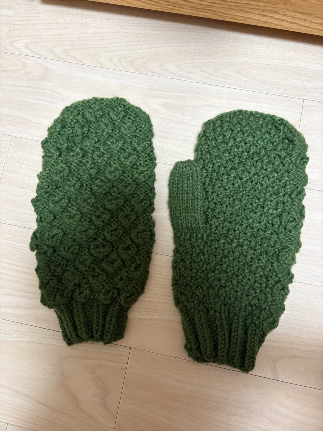 【ハンドメイド】手編み手袋 グリーン