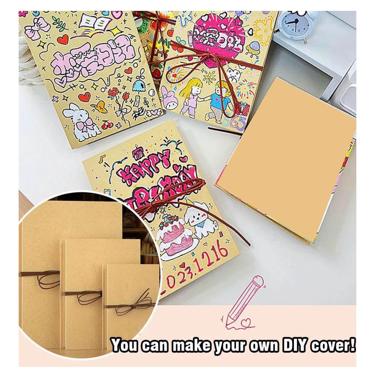 DIY 手作りフォトアルバム クラフト紙 アコーディオン型の写真3枚目