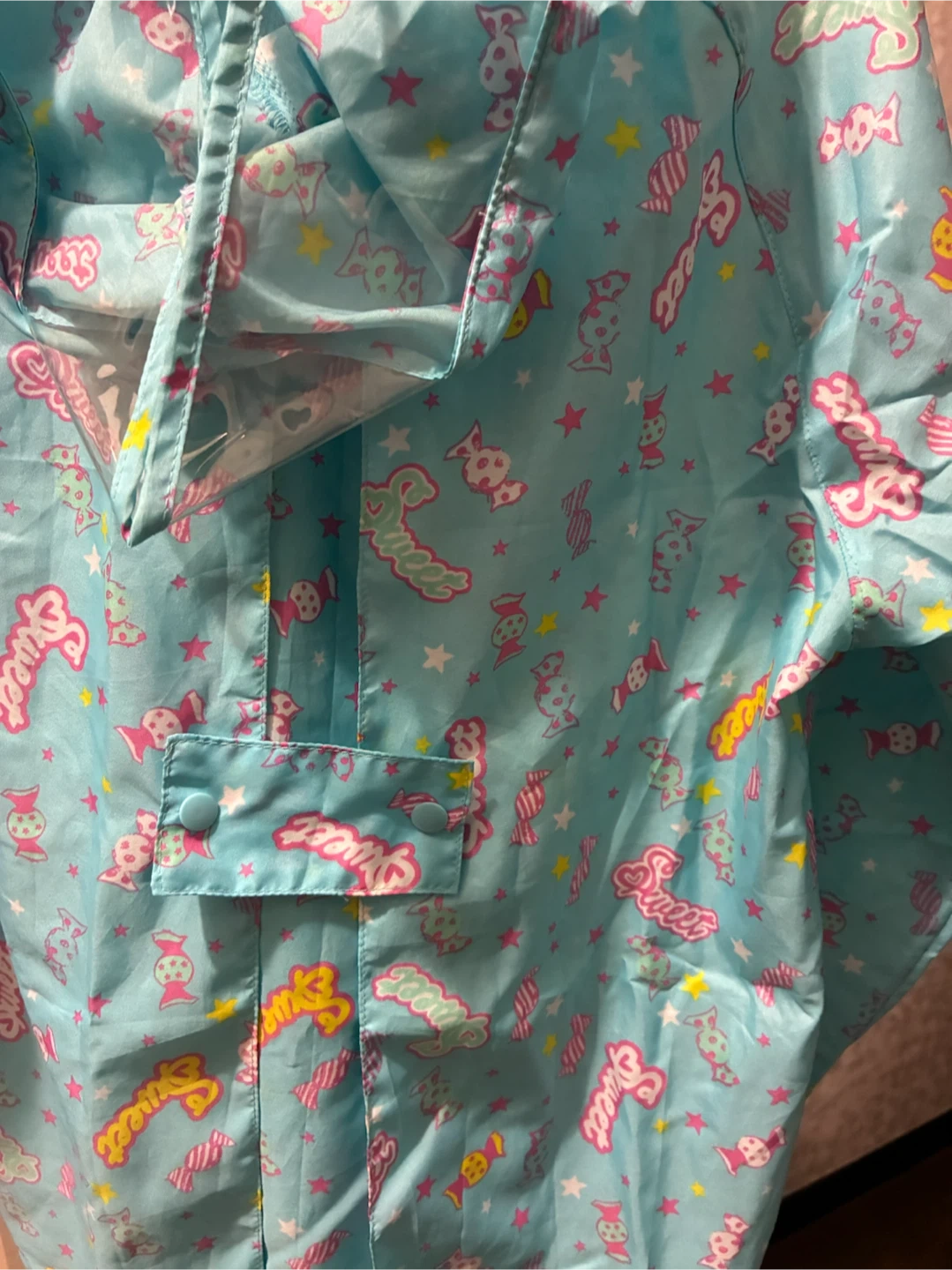 キッズ レインコート 120cm 水色 キャンディ柄の写真7枚目