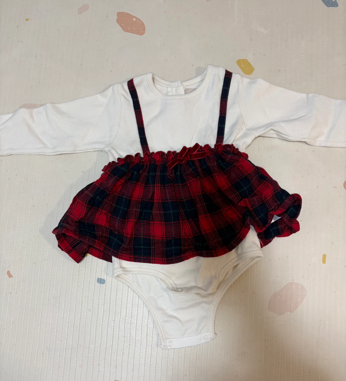 プティマイン ロンパース 80cm チェック柄
