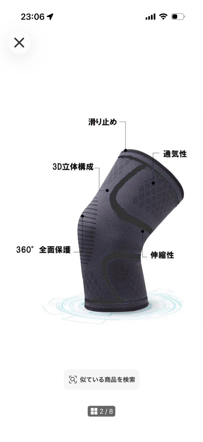 膝サポーター 2枚組 3D立体編み(s)の写真3枚目