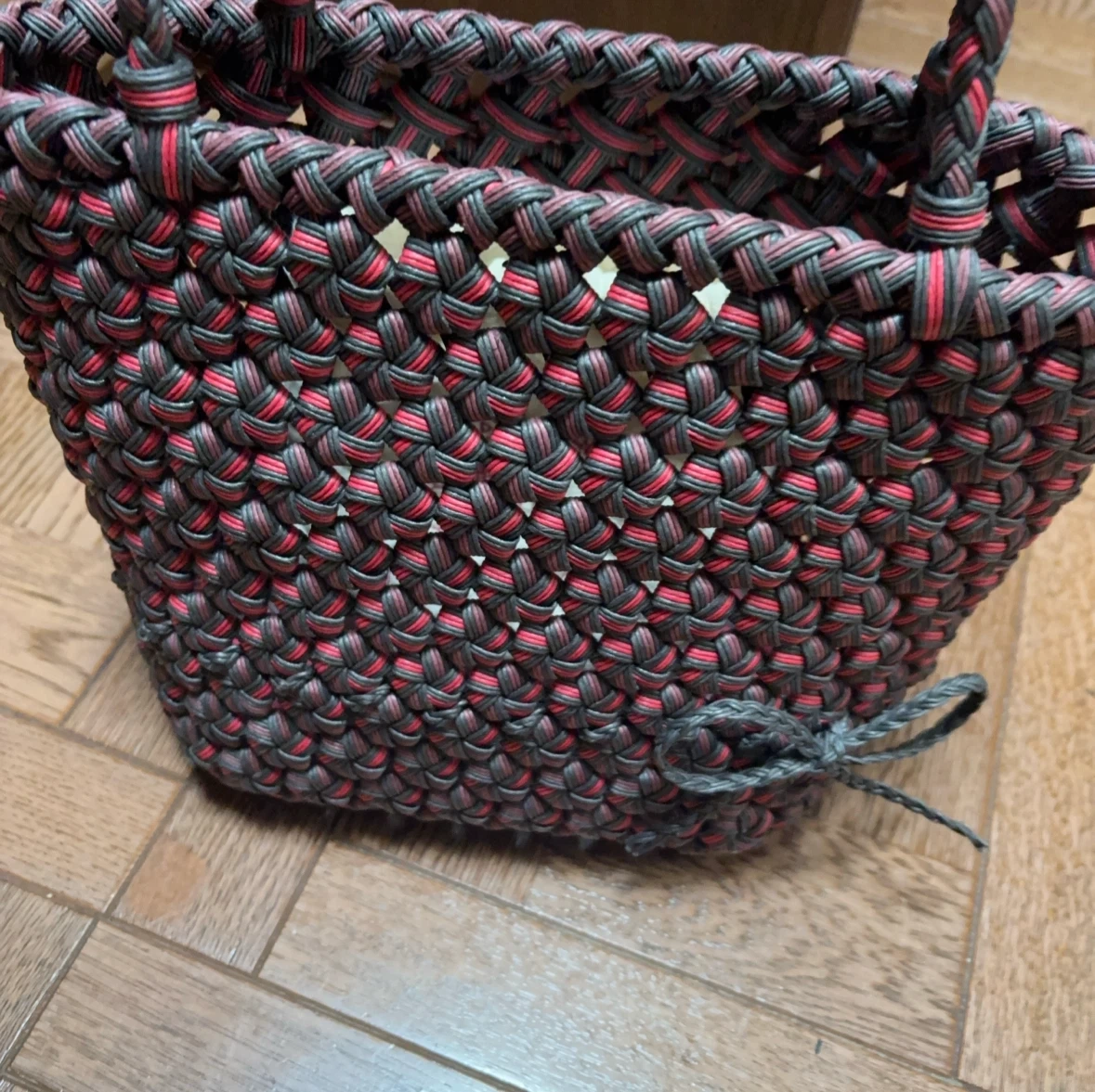 ハンドメイド 編み込みかごバッグ 2点セットの写真2枚目