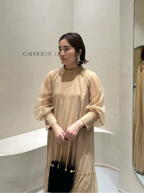 CAPRICIEUX LE'MAGE シアーロングワンピース ベージュ