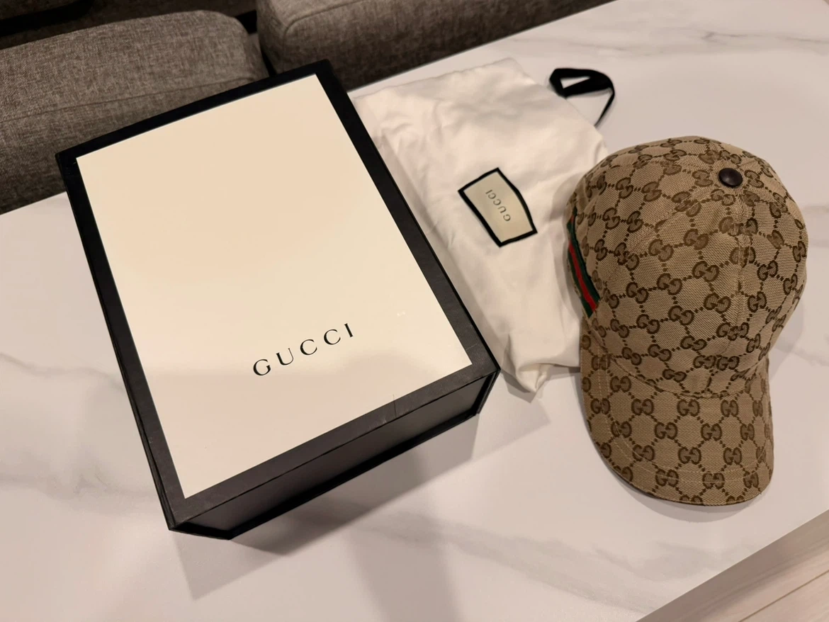 【美品】GUCCI コットンキャンバス ベースボールキャップ