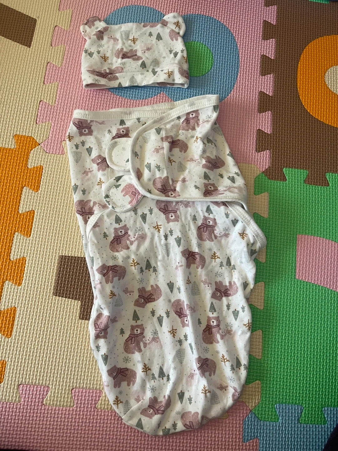おくるみ スワドル 帽子セット くま柄