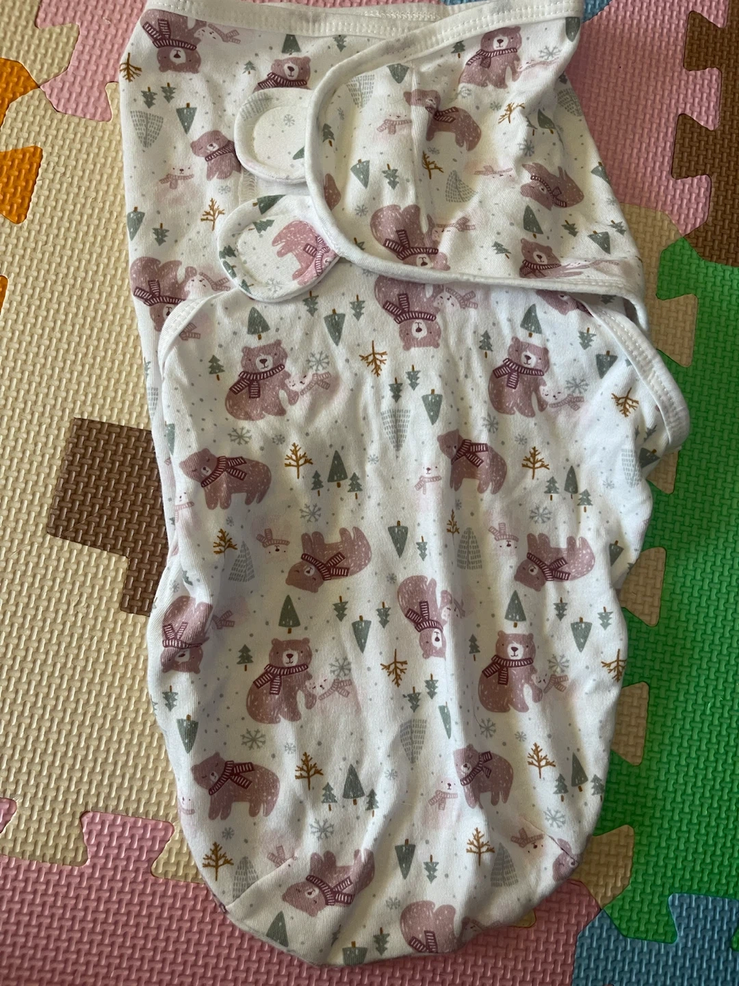 おくるみ スワドル 帽子セット くま柄の写真2枚目