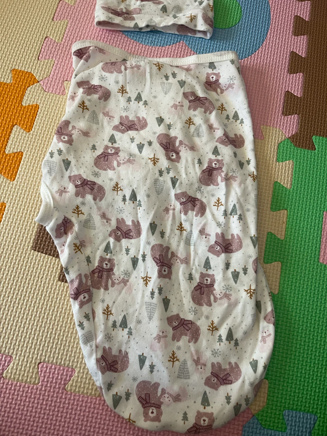 おくるみ スワドル 帽子セット くま柄の写真4枚目