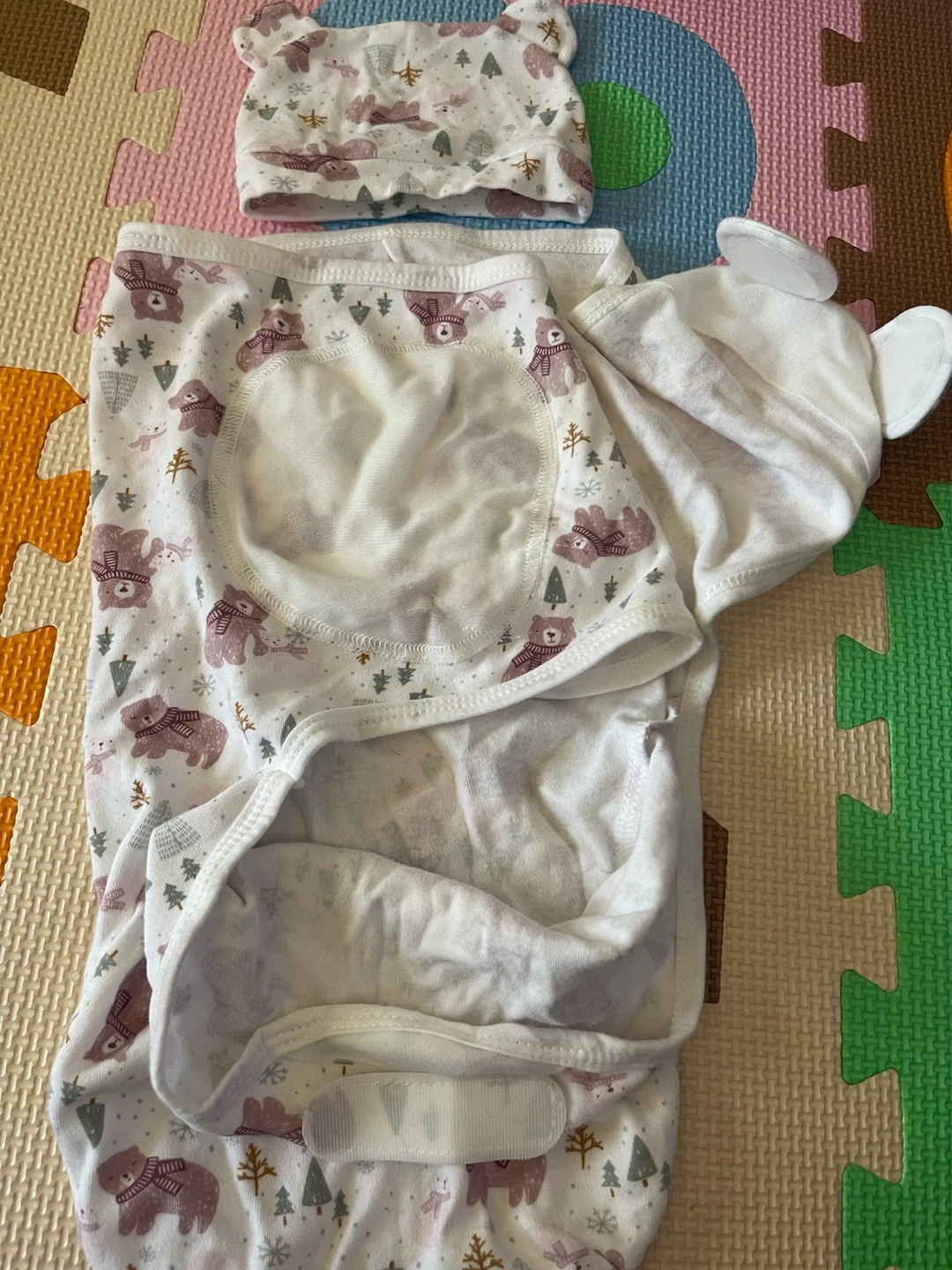 おくるみ スワドル 帽子セット くま柄の写真5枚目