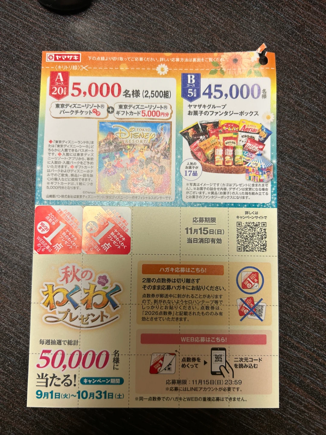 ヤマザキ 秋のわくわくプレゼント 点数券