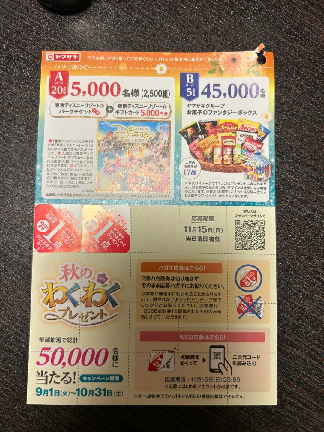 ヤマザキ 秋のわくわくプレゼント 点数券