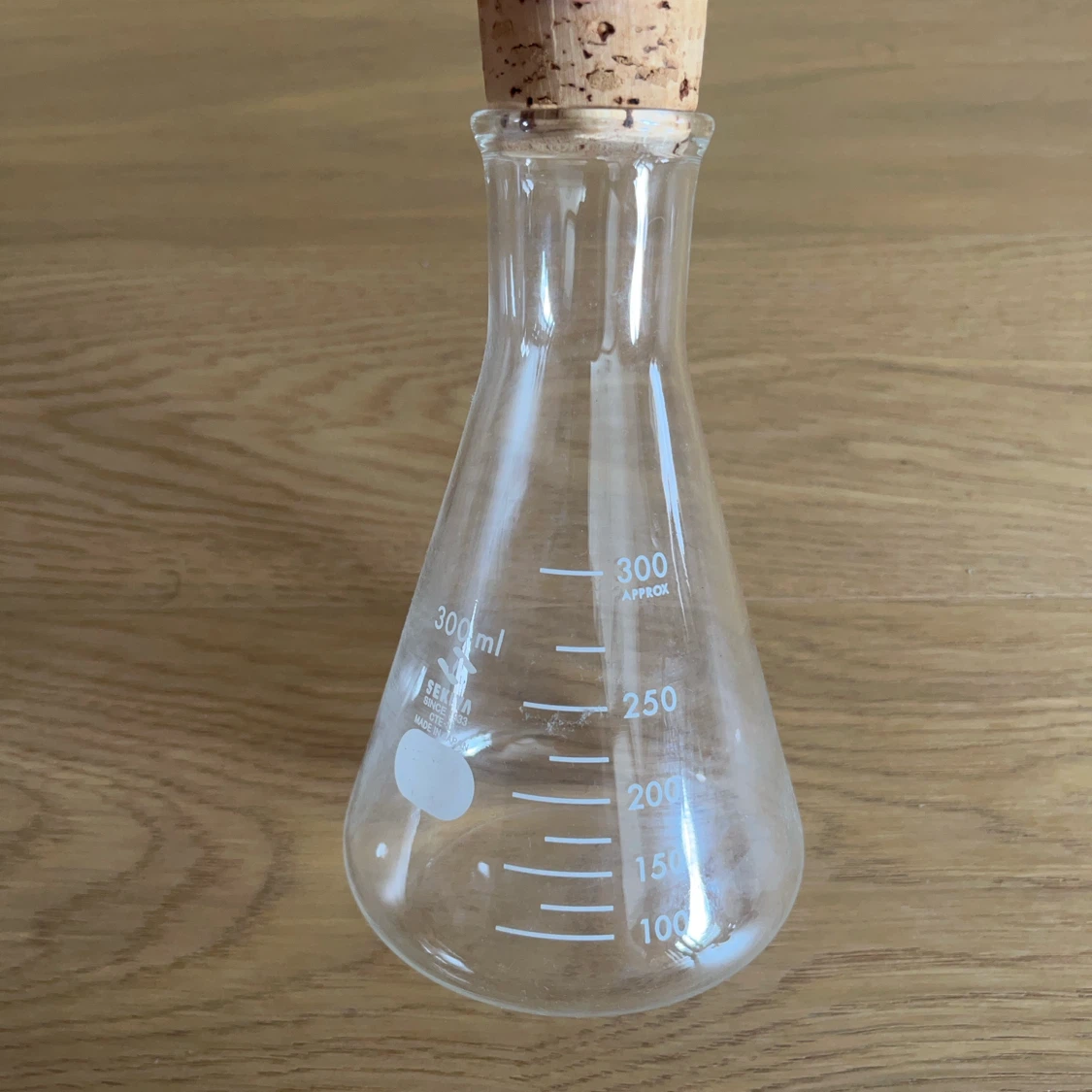 セキヤ 三角フラスコ 300ml コルク栓付きの写真2枚目