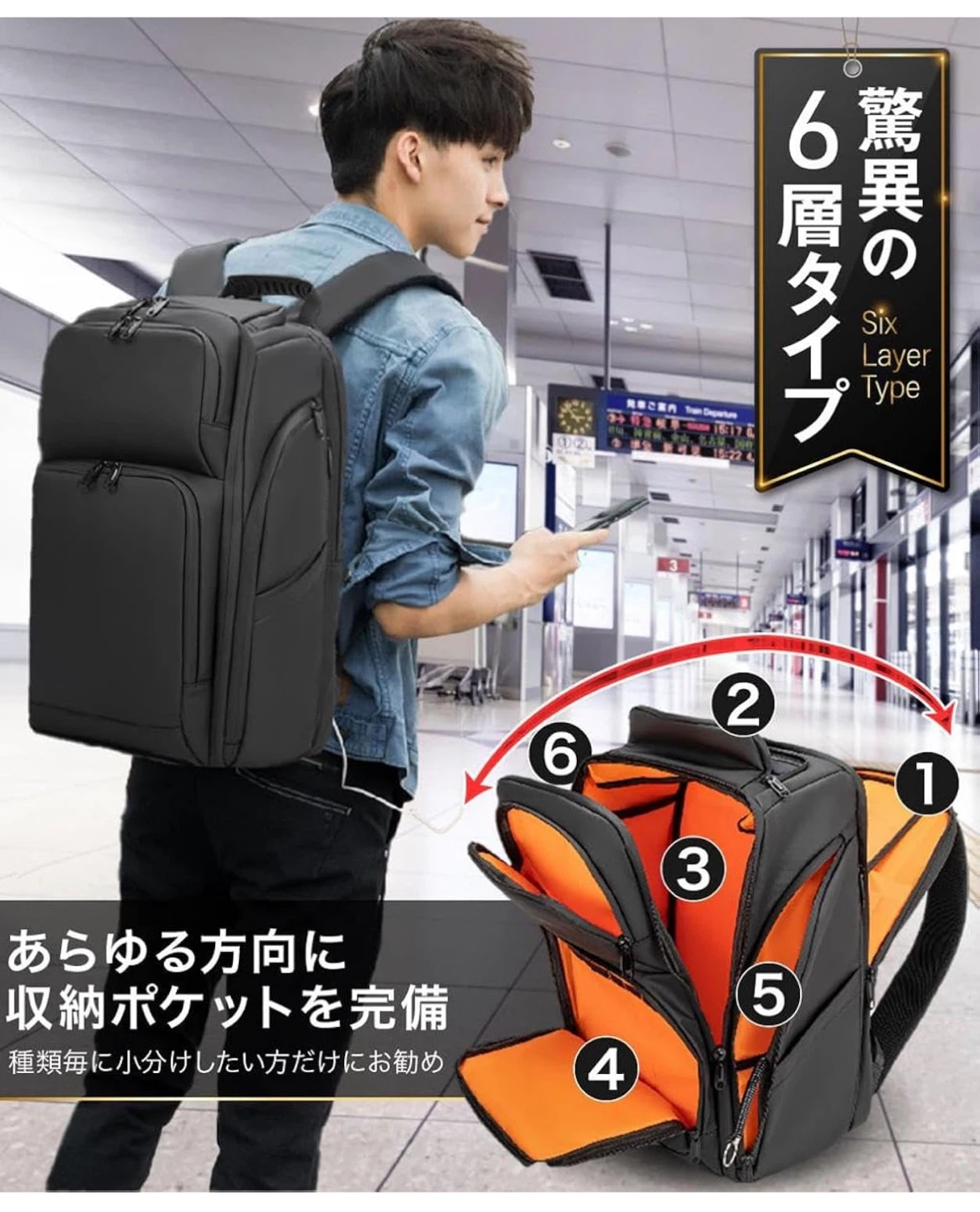 【新品未使用】スクエアリュック ボックスリュック ビジネスリュックの写真3枚目