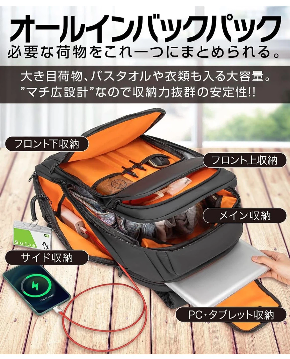【新品未使用】スクエアリュック ボックスリュック ビジネスリュックの写真4枚目