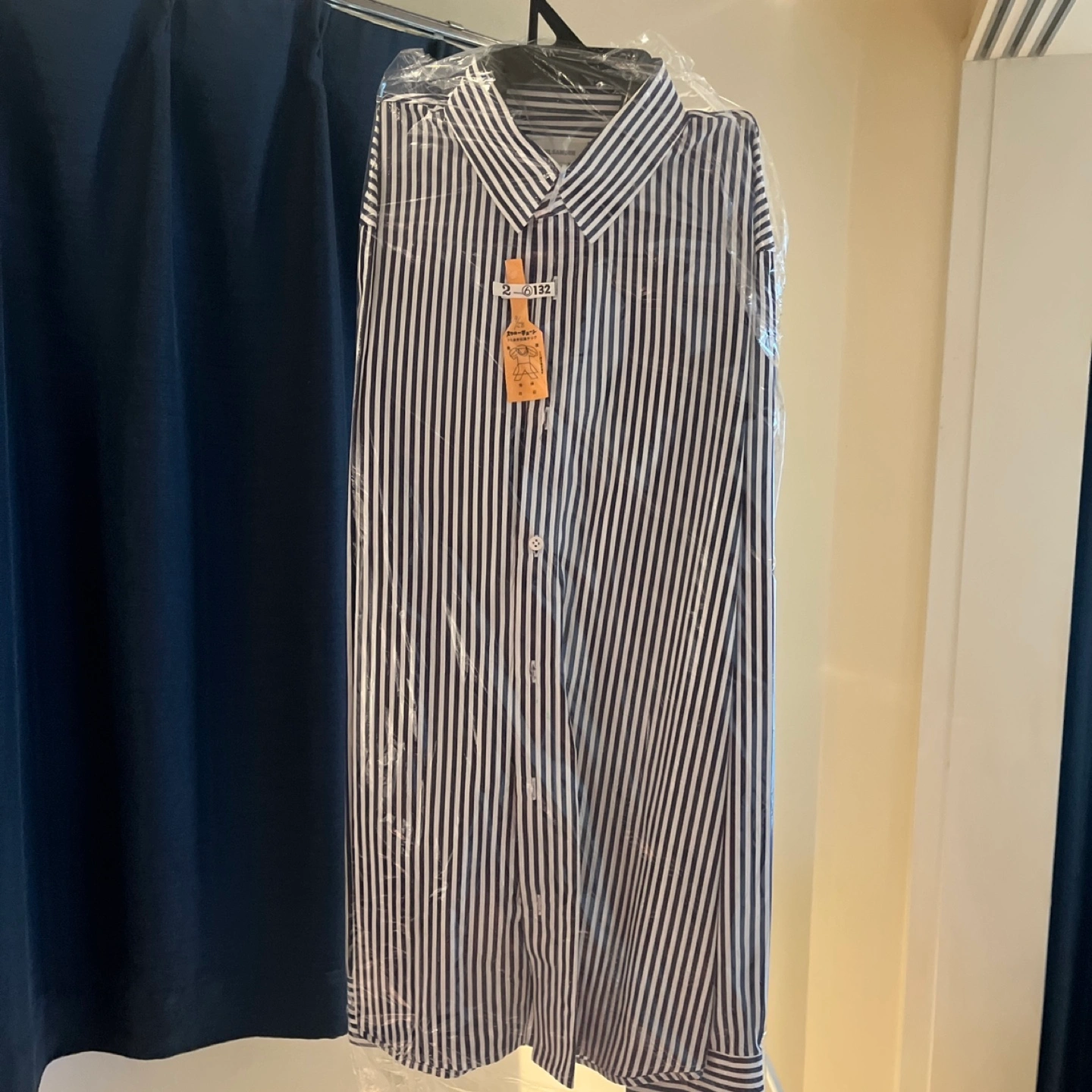ジルサンダー ストライプシャツ ネイビー ホワイト jil sander