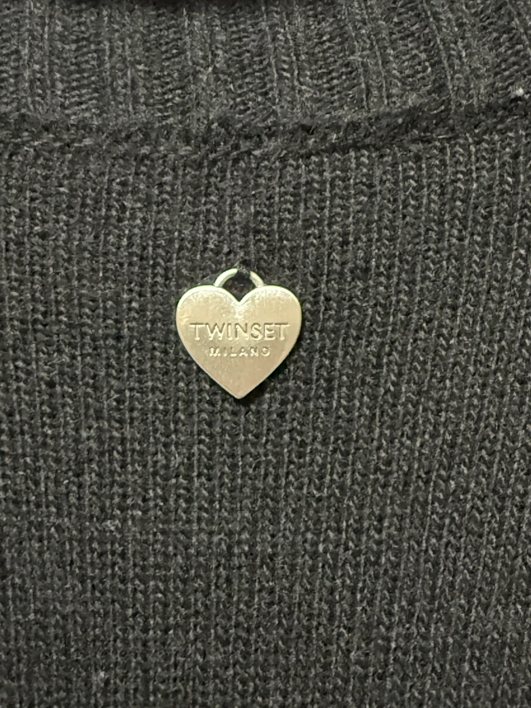 TWINSET  ブラック　ニット　ワンピース　長袖　シルク　ウール　混　異素材の写真4枚目