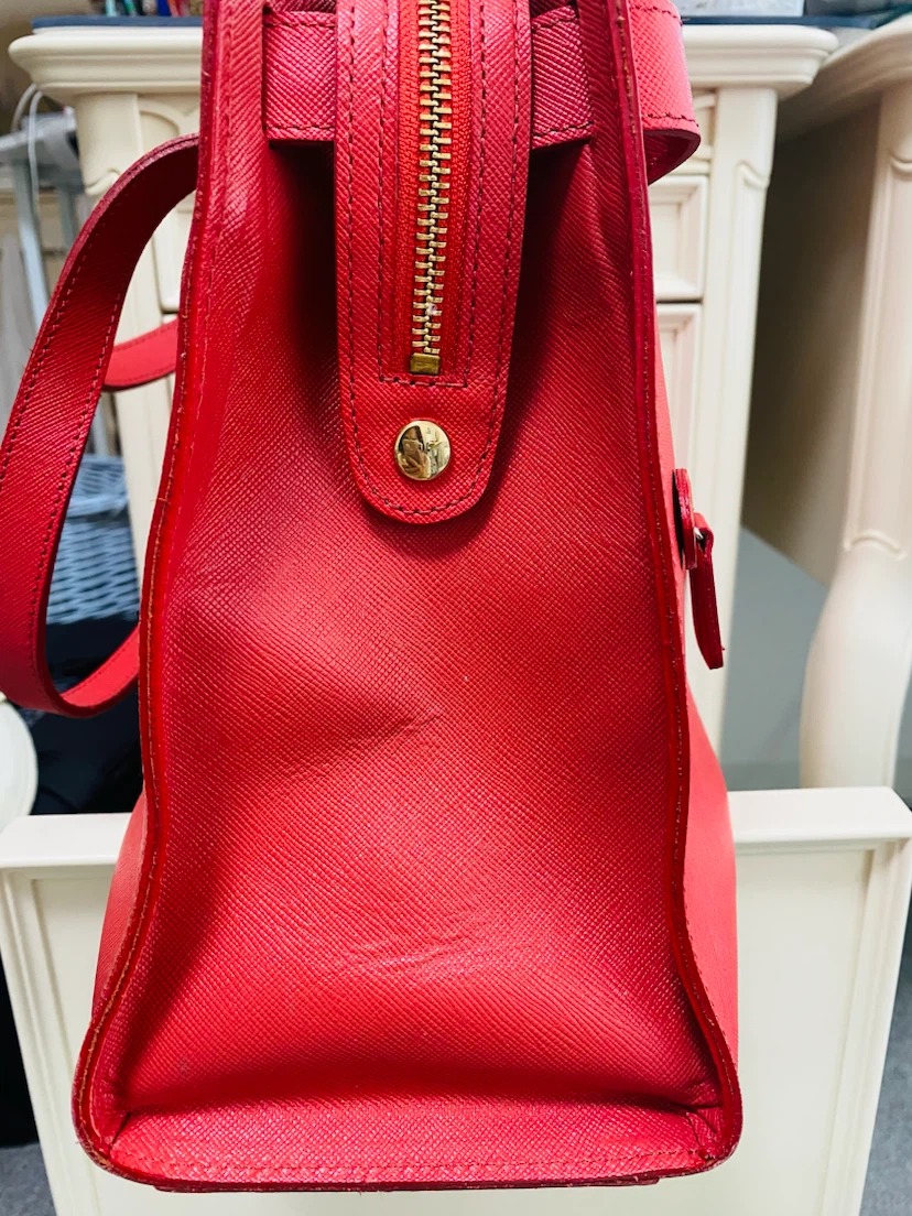 ♥️LANVIN ＊ランバンオンブルー＊レザー トートバッグ＊赤の写真4枚目