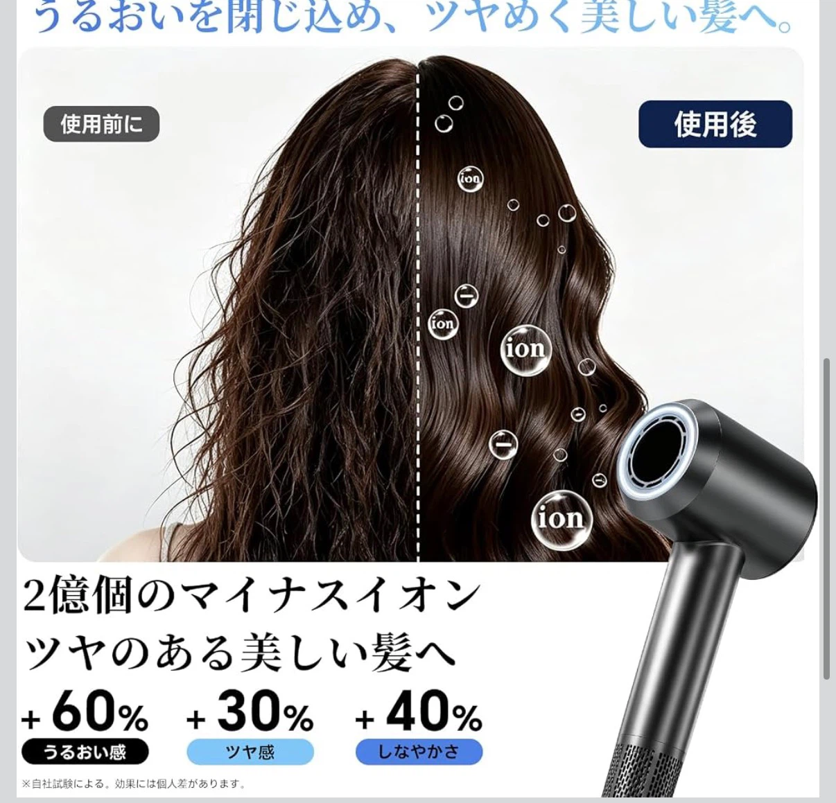 大風量 ヘアドライヤー LEDディスプレイ マイナスイオンの写真4枚目