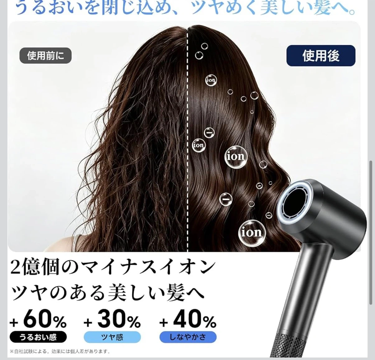 大風量 ヘアドライヤー LEDディスプレイ マイナスイオンの写真4枚目