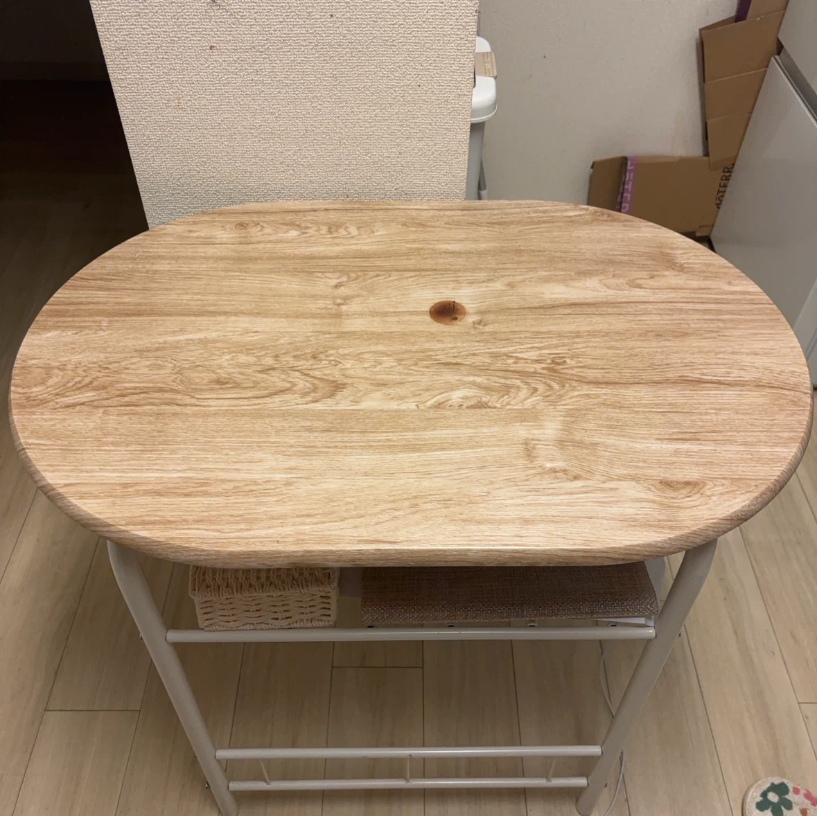 木目調 オーバルテーブル センターテーブル