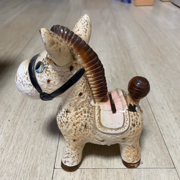 ロバの陶器製貯金箱 レトロデザインの写真2枚目