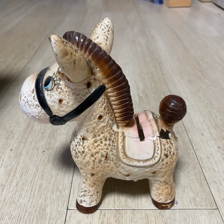 ロバの陶器製貯金箱 レトロデザインの写真2枚目