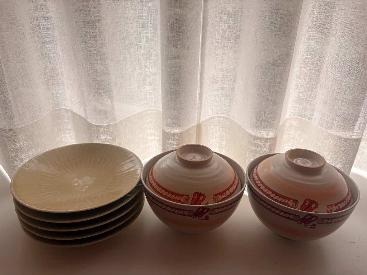 国技館 和食器 皿と蓋付き椀 セット