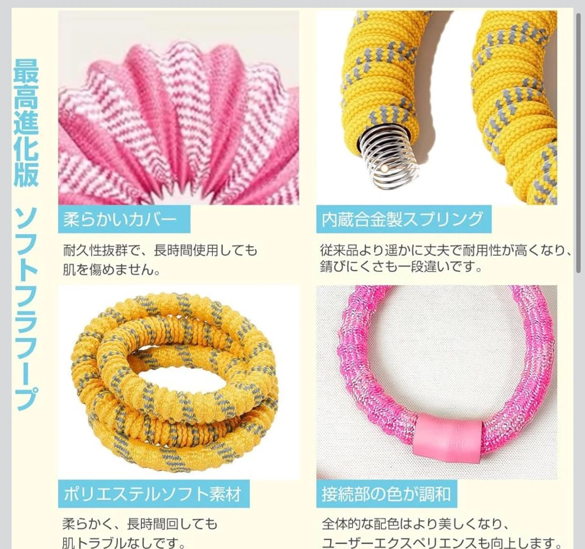 ソフトフラフープ イエロー 全身エクササイズ 収納袋付きの写真3枚目