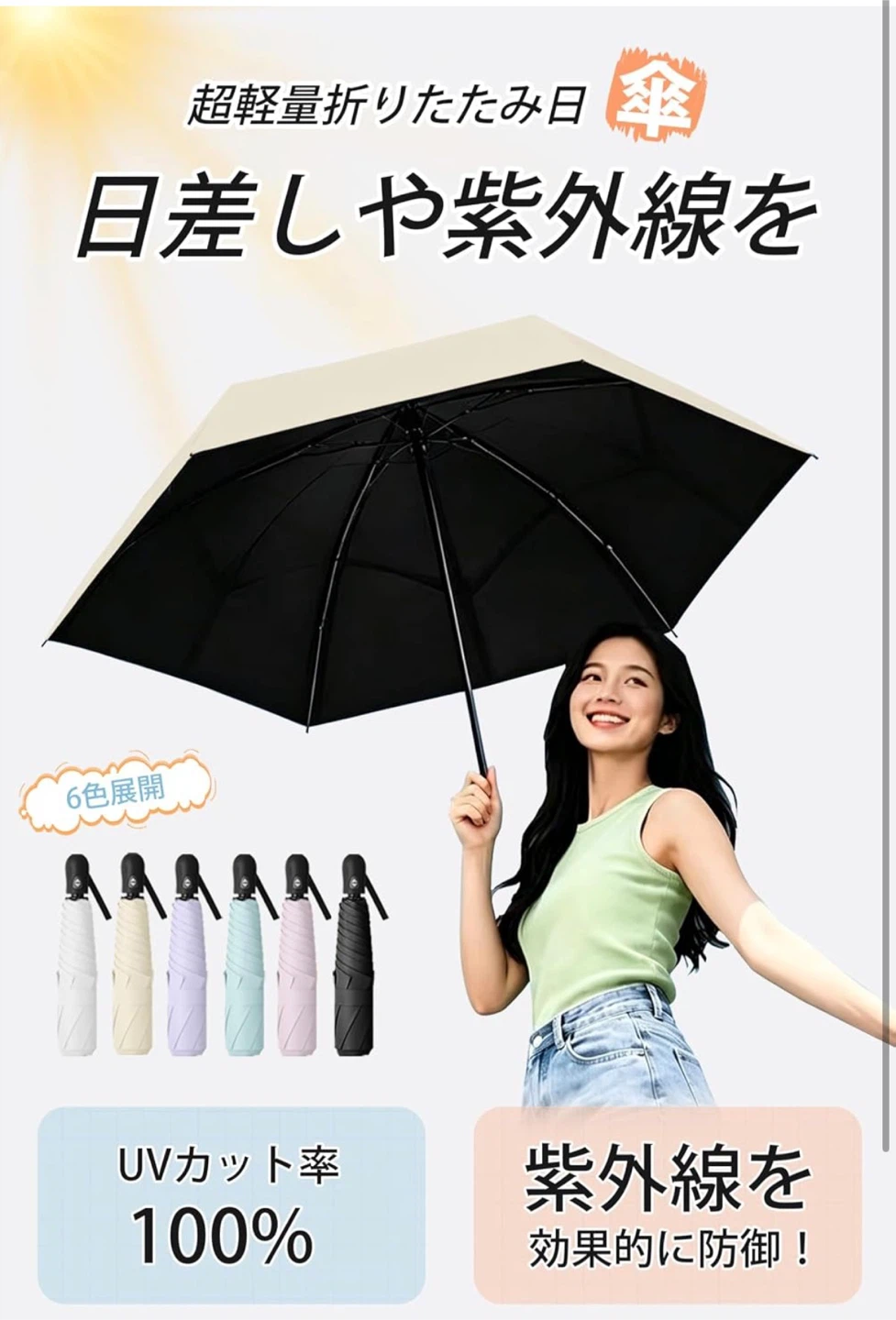 アイオー 形状記憶 折りたたみ傘 晴雨兼用 UVカットの写真5枚目