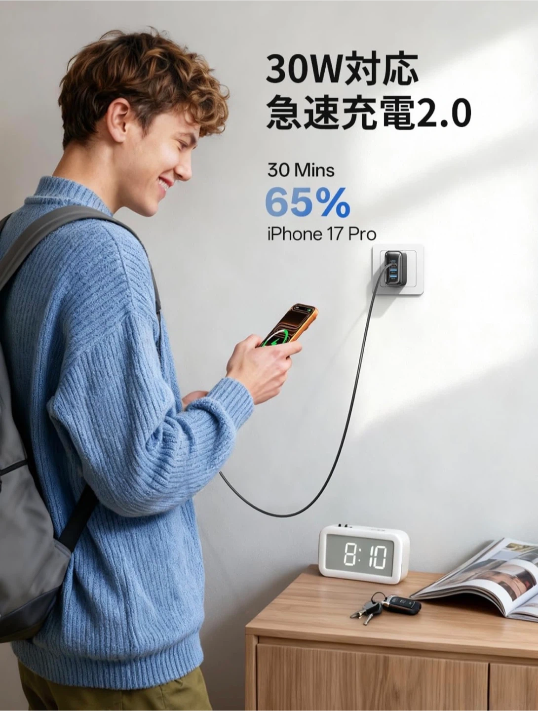 YQR 45W急速充電器 4ポート USB-C/Aの写真5枚目