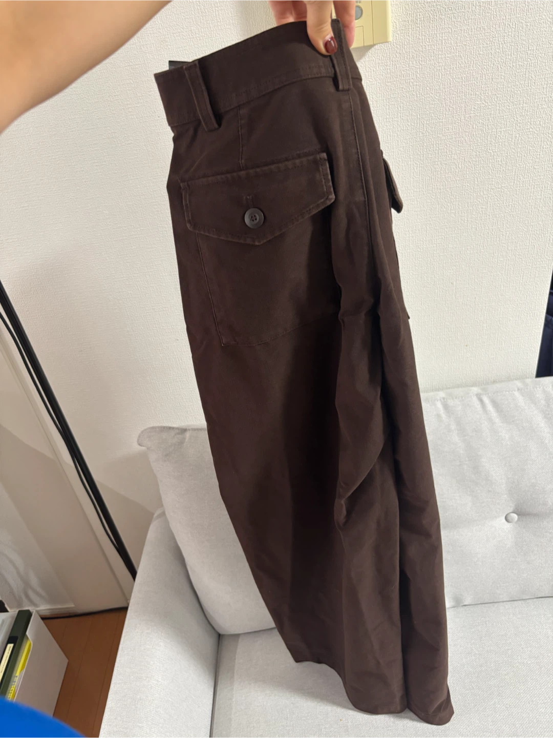 ユニクロ バレルレッグパンツ ブラウン Lサイズ