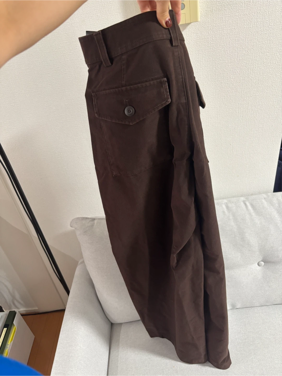ユニクロ バレルレッグパンツ ブラウン Lサイズ