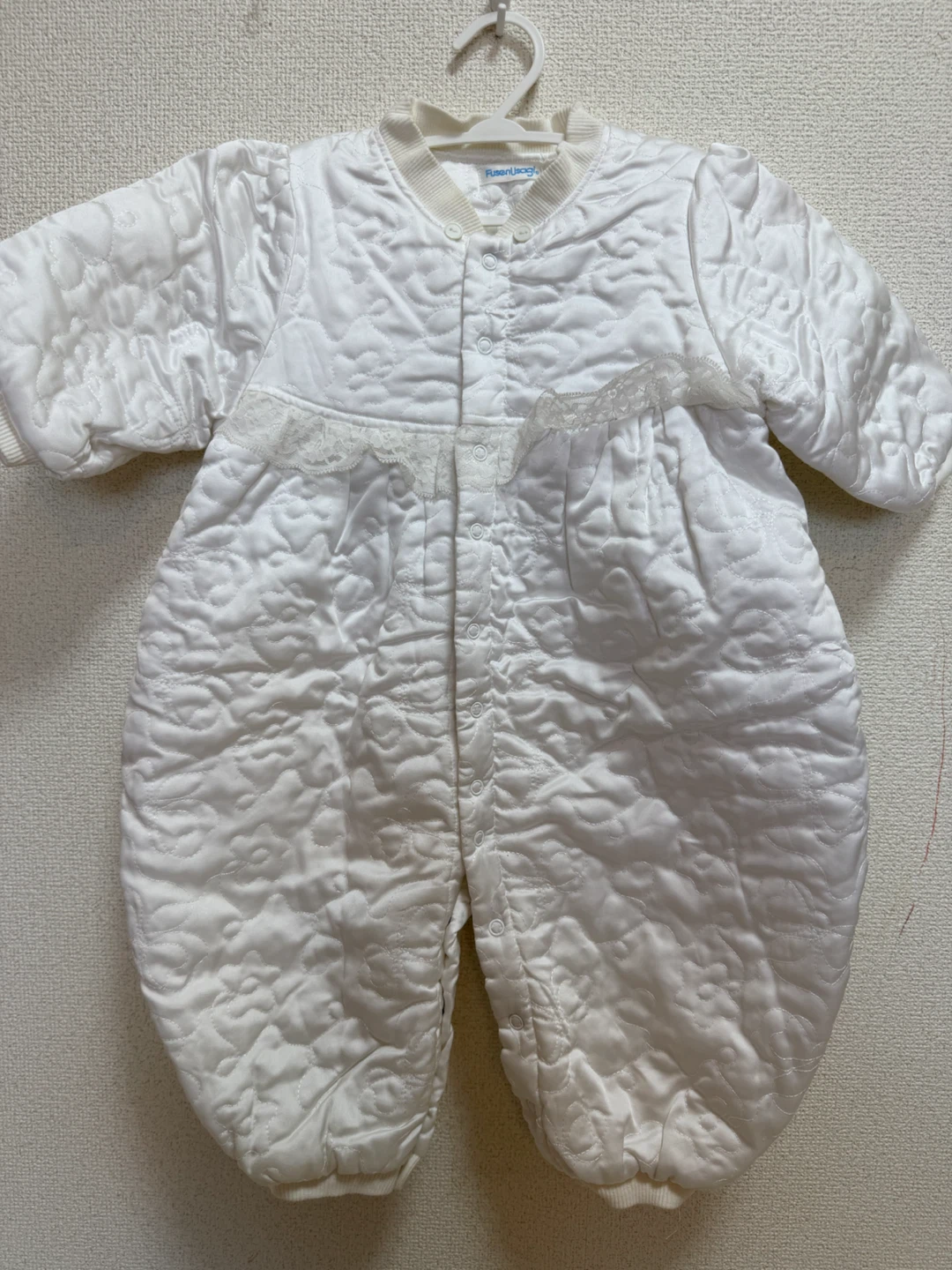 美品☆フーセンウサギ ベビーカバーオール 白 50-80cm