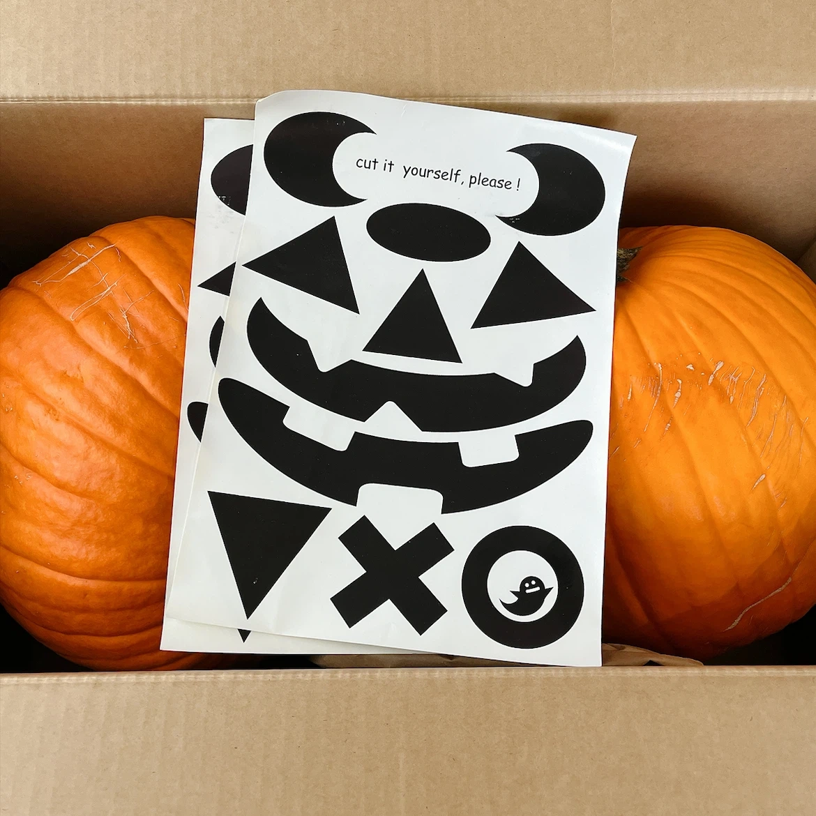 ハロウィン用 パンプキン 2個セット 顔シール付きの写真3枚目