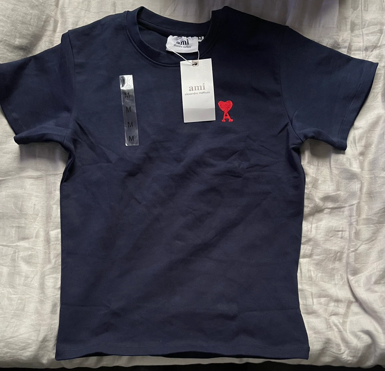 アミ アレクサンドル マテュッシ ロゴTシャツ 紺 M