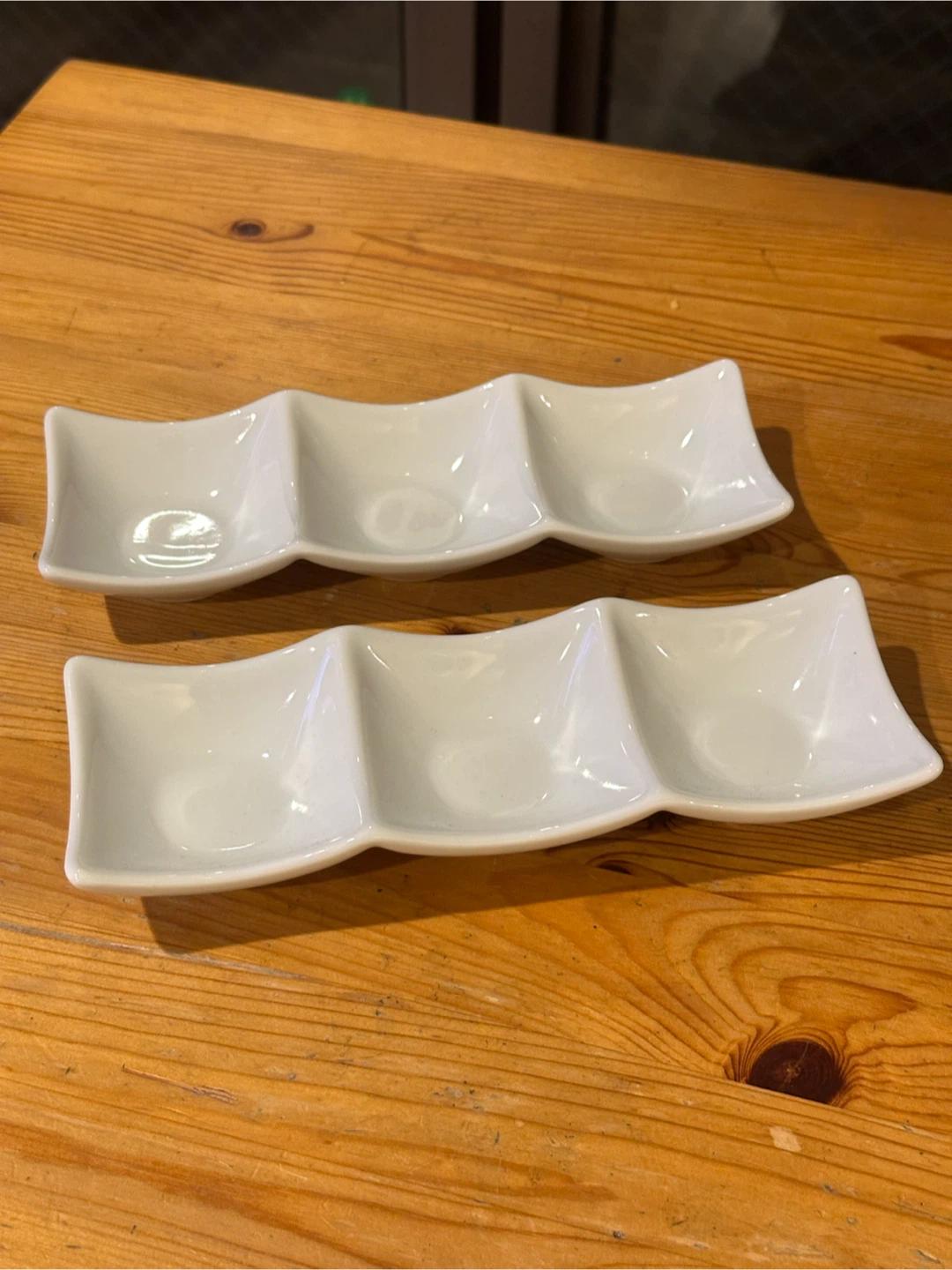 3連仕切り皿 陶器製 ホワイト 2個セット