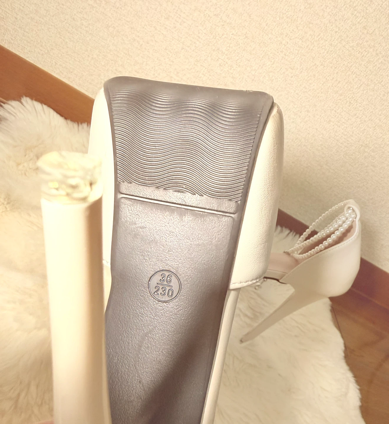 パール付き 厚底サンダル 23cm ホワイトの写真8枚目