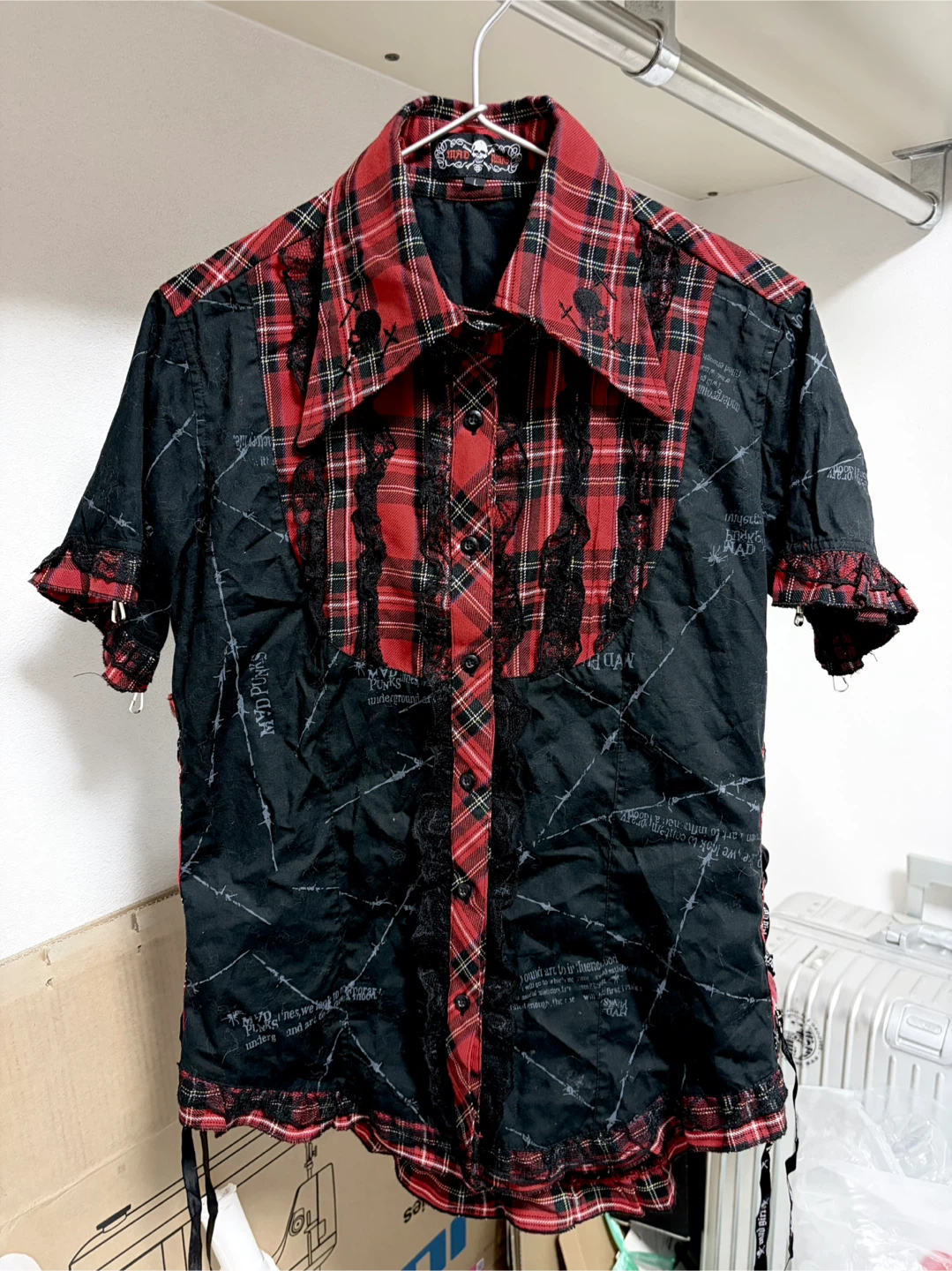 MADpunk 半袖シャツ ブラウス チェック柄の写真2枚目