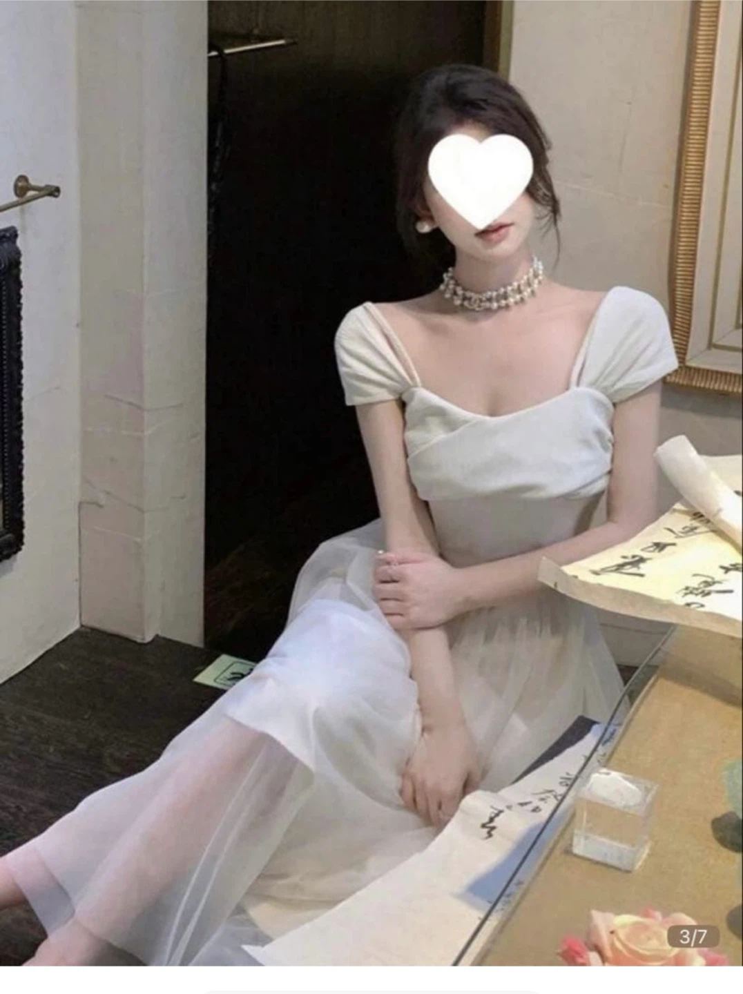オフホワイト チュールドレスの写真2枚目